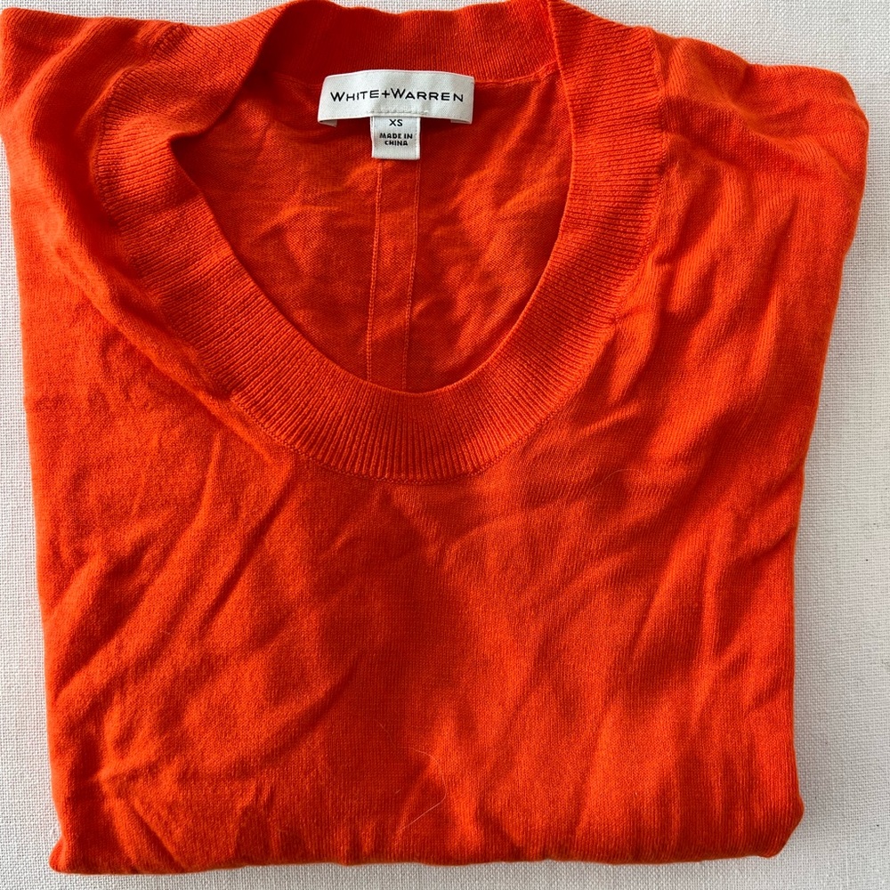 Orange XS White + Warren Cotton Sweater